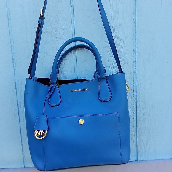 Michael Kors Handbags - *LOW START**NWOT Michael Kors Greenwich Blue Saffiano Leather Shoulder Crossbod